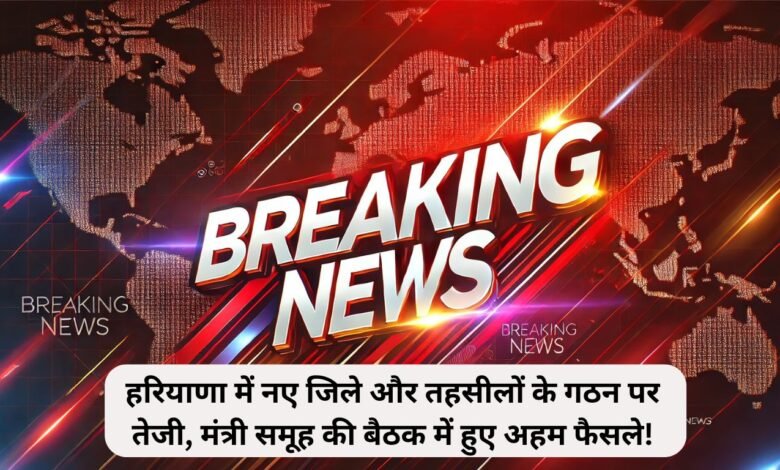 हरियाणा में नए जिले और तहसीलों के गठन पर तेजी, मंत्री समूह की बैठक में हुए अहम फैसले!